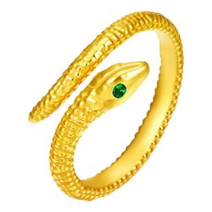 CAMIERY灵蛇开口戒指女轻奢高级感镀24K金女士活口戒指情侣配饰