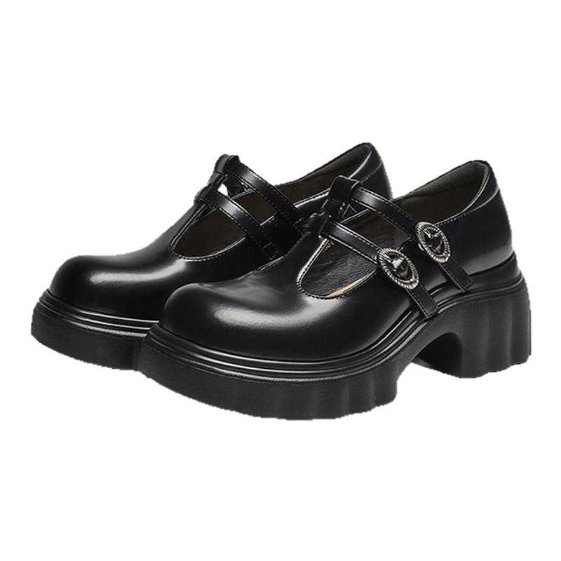 MILLIE'S/妙丽小皮鞋浅口乐福鞋女皮带扣玛丽珍轻便厚底松糕鞋春