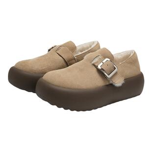 SGIRL TWTW厚底勃肯鞋女2024秋冬穆勒鞋女加绒增高一脚蹬休闲板鞋