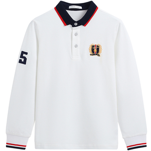 英氏男童长袖polo衫2026春季新款儿童T恤中大童休闲学院风上衣T恤