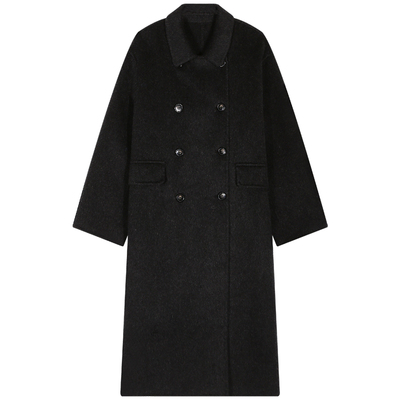 落落狷介中长款双面羊毛大衣女