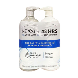 美国直邮NEXXUS鱼子酱弹性蛋白保湿洗发水护发素套裝946ml*2瓶装