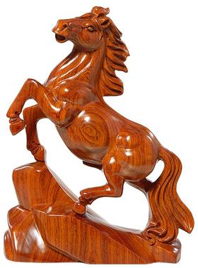 花梨木雕马客厅书房送礼复古中式