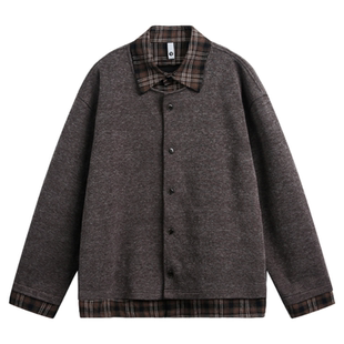 班尼路SK老钱风格子拼接假两件针织夹克男春夏季宽松高级感外套YS