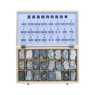 地质队采24种天然原矿石头变质岩结构构造标本中国地质大学教学样