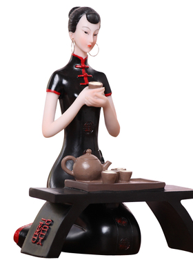 软装中式品茶女摆件15天包退换