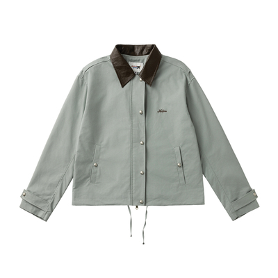 KXLFCHN空穴来风 皮领拼接夹克外套女秋季美式复古翻领休闲上衣潮