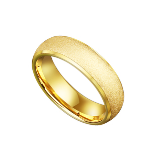 不变色金色磨砂镀金素圈戒指男士食指环女简单身尾戒钨金无事戒