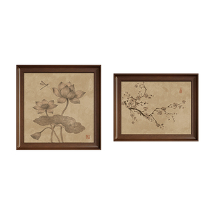 荷花图宋式美学床头画卧室挂画民宿组合壁画新中式房间墙面装饰画