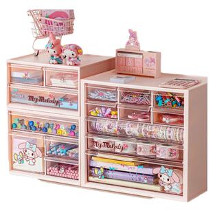 爱丽思抽屉式桌面收纳盒办公室工位整理文具书桌置物文件透明桌上