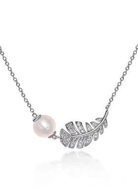 锆石钛钢女羽毛项链耳环超仙