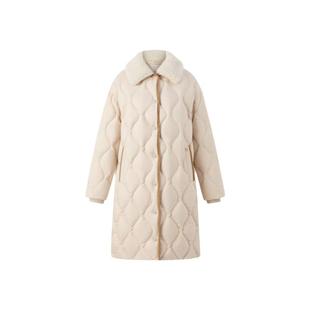 【三防&蓄热里布】Eland衣恋羽绒服女中长款加厚菱格鸭绒外套冬款