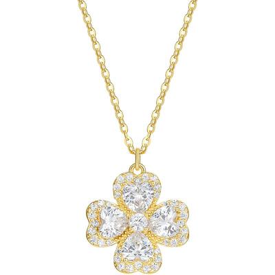 周六福项链女四叶草银链坠S925银黄金色新年礼物送女友