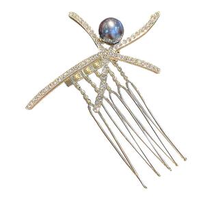 海星珍珠款气质简约发梳日常盘发倒插梳2026新款爆款卡子时尚发饰