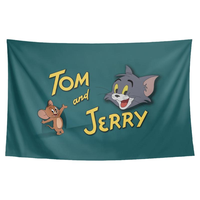 汤姆和杰瑞猫和老鼠周边儿童房墙面装饰海报背景布挂布墙布挂毯