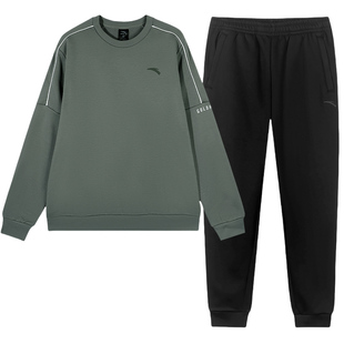 安踏运动套装男2025新款冬季加绒加厚青少年男装帅气学生潮流套装