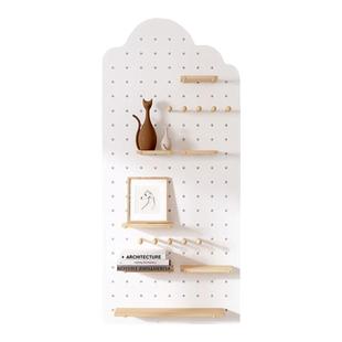 实木洞洞板定制墙上置物架入户玄关墙上隔板木质收纳架挂板展示架