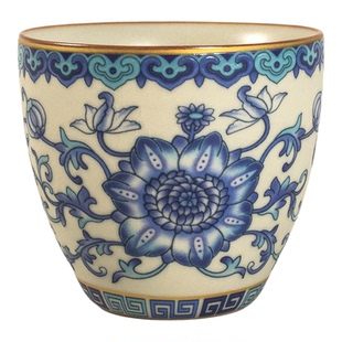 仿古青花缠枝莲茶杯80ml功夫茶具杯子陶瓷家用特价品茗杯喝茶茶盏