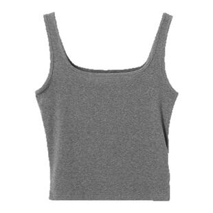 西町村屋休闲百搭方领背心女夏季新款简约纯色无袖上衣XHAB10002