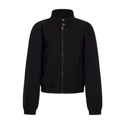 立体垫肩黑色短款外套拉链夹克