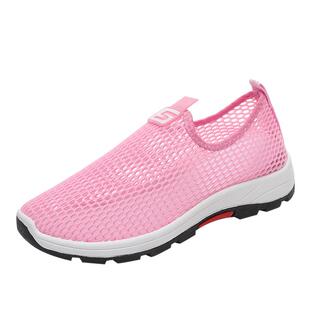 鞋子女夏季老北京布鞋女镂空透气网鞋女休闲网眼一脚蹬女鞋妈妈鞋