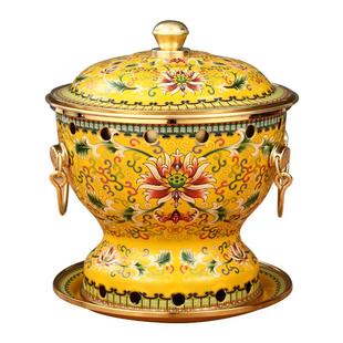 景泰蓝铜火锅铜锅火锅家用纯铜珐琅单人酒精炉子小火锅家用小型