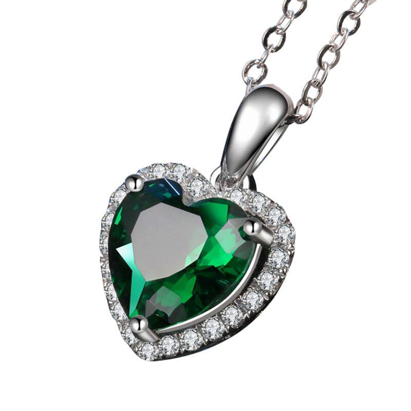 亏本珠宝 祖母绿18K金吊坠项坠纯银镶嵌宝石 情人礼物