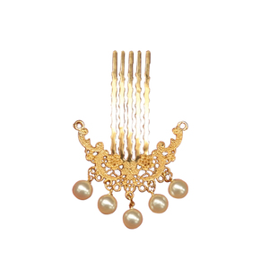 汉服头饰女古风配饰金色发梳唐风珍珠掩鬓簪子百搭后压发钗套装