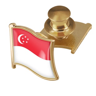 新加坡国旗徽章世界各国旗帜胸章商务领徽金属襟章蝴蝶扣镀金胸针