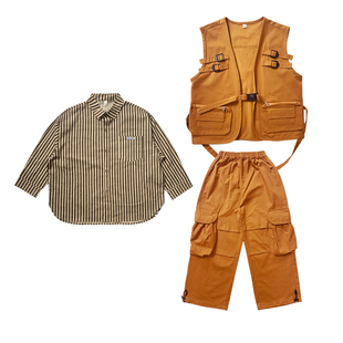 架子鼓演出服男童hiphop女街舞儿童潮服嘻哈风小学生表演服套装酷