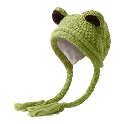 可爱卡通青蛙眼睛毛线帽