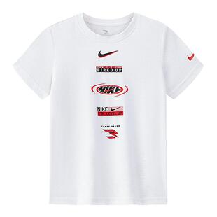 Nike 3brand男女童短袖儿童T恤2026夏季新款童装休闲运动上衣白T