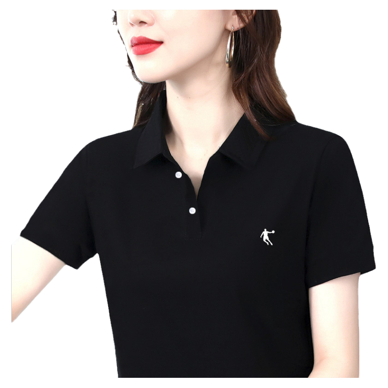 乔丹polo衫女夏季翻领运动上衣服可定制工作服白色宽松短袖t恤女