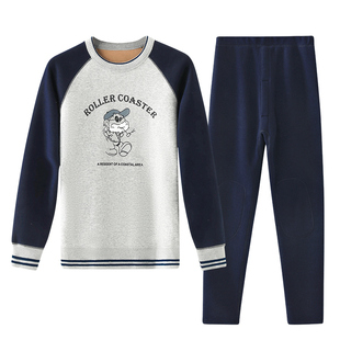 男士保暖衣加绒加厚青少年保暖内衣套装男初高中学生校服神器内搭