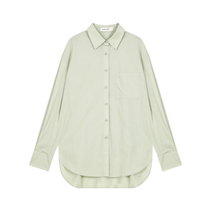 BLANK LABEL长绒精梳棉长袖休闲衬衫女2025春秋简约显瘦宽松上衣