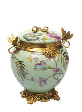 欧式陶瓷配铜储物罐家居饰品新古典别墅软装客厅玄关工艺品摆件