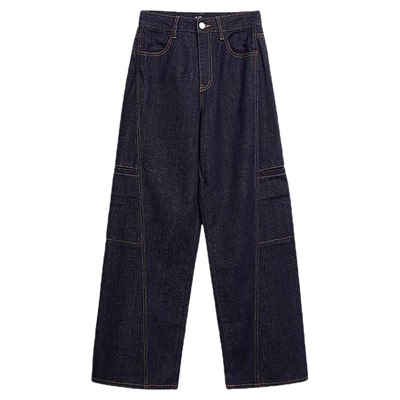 a21女装宽松牛仔阔腿裤