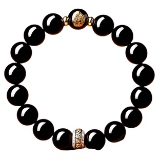 【普陀山正品】黑曜石本命佛手串女款护身符本命年手链男士转运珠