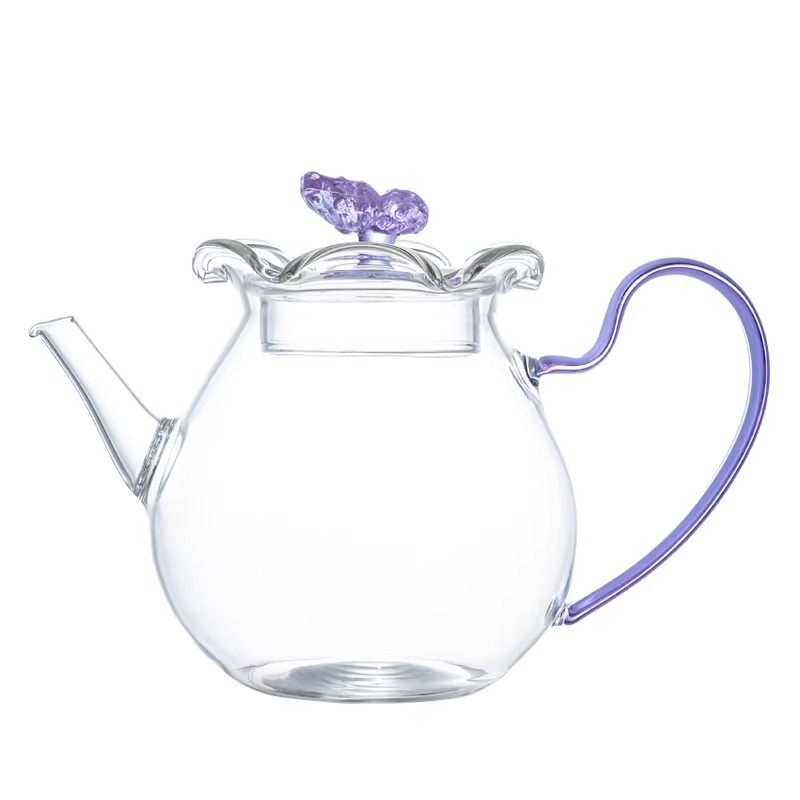 蝴蝶壶高硼硅玻璃茶壶耐热泡茶器家用简约带过滤小茶壶茶具公道杯