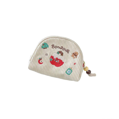 少女心灯芯绒卡通便携零钱包