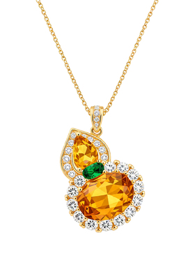 锆石葫芦吊坠项链新中式