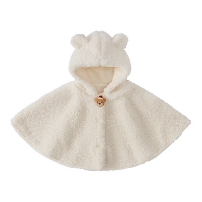 [抗菌远红外]儿童斗篷秋冬女童立耳连帽男童加绒外套上衣宝宝衣服