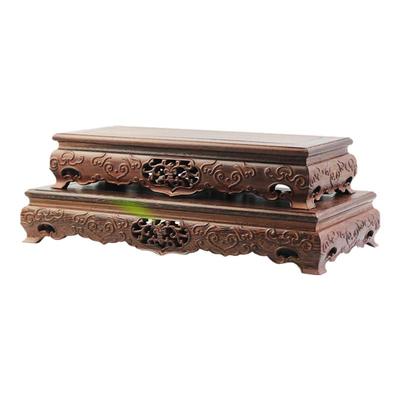 长方形花盆如意财神实木底座高端