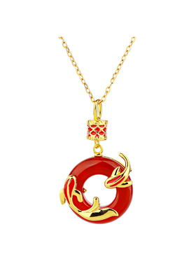 石方界红玛瑙正品官方旗舰店吊坠女款锦鲤项链送妈妈礼物送女友
