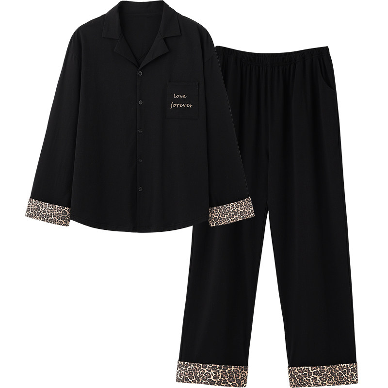 思莉太太情侣黑色豹纹家居服