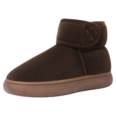 冬季高帮中老年人男士加厚毛绒保暖棉鞋居家外穿牛筋厚底女棉拖鞋