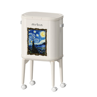 麦桶桶高颜值轻奢免弯腰客厅厨房高脚垃圾桶家用2025新款高档带轮