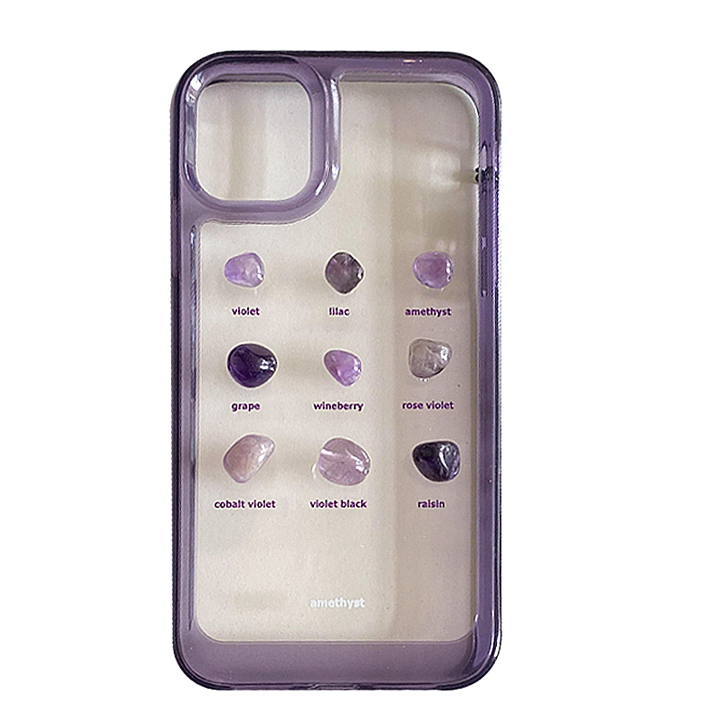 iPhone14pro紫边水晶石紫边硬壳