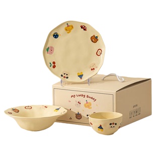 可爱一人食餐具礼盒套装精致仪式感一套碗生日礼物乔迁碗碟碗盘