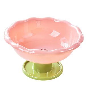 可爱花边高脚果盘家用客厅茶几零食干果摆放盘新款多巴胺沥水果篮